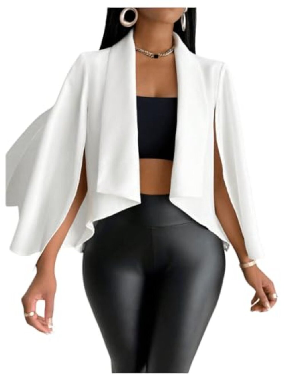 Cape Blazer Long Sleeve Cropped Blazer Jacket Coat Work